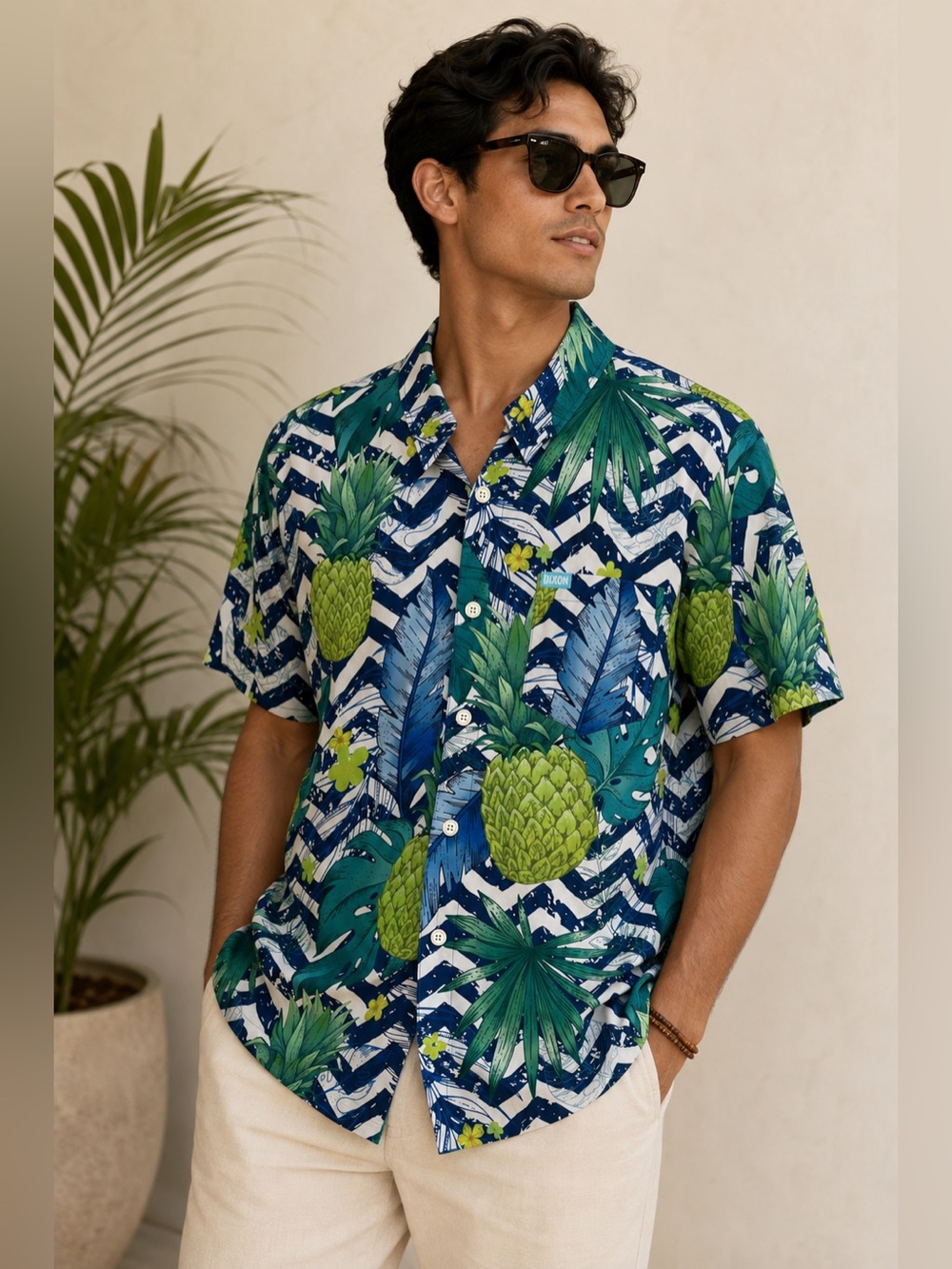 DIXxon Flannel Co Piña Party Tropical Pineapple Button Up Shirt XL